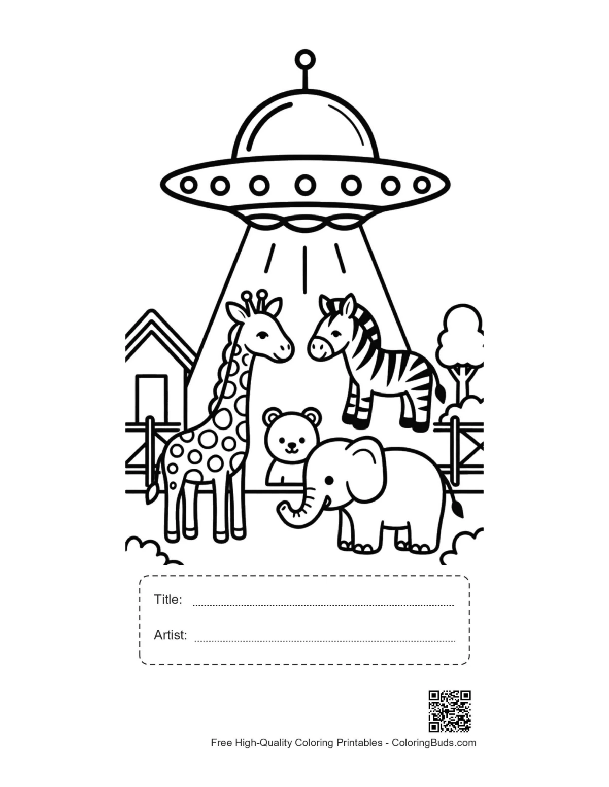 UFO giraffes printable with title artist box