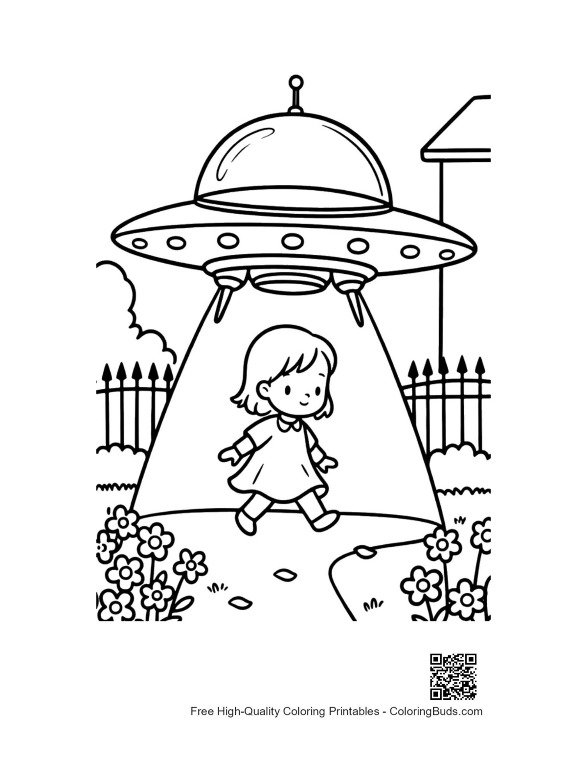 Printable UFO coloring page outline