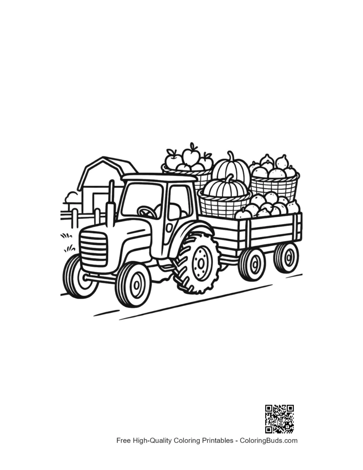 Free farm tractor coloring page printable