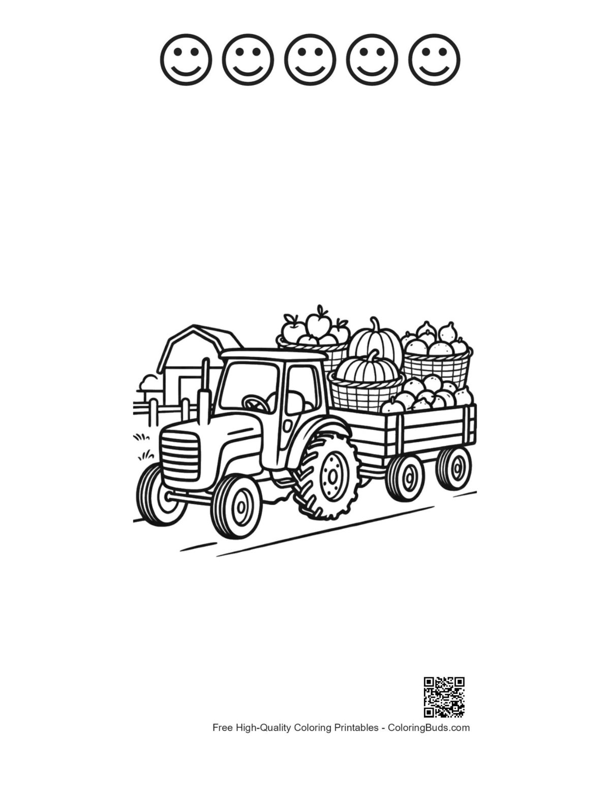 Tractor sheet with 5 happy face outlines