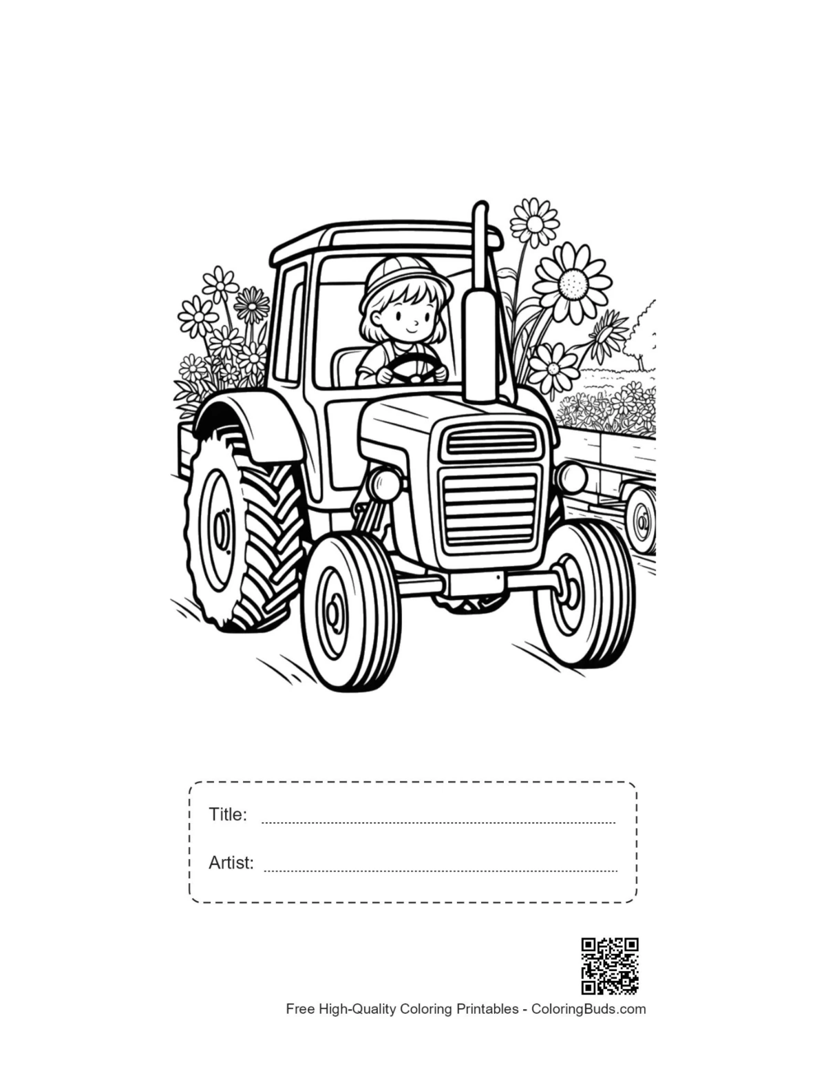 Modern tractor printable with title box