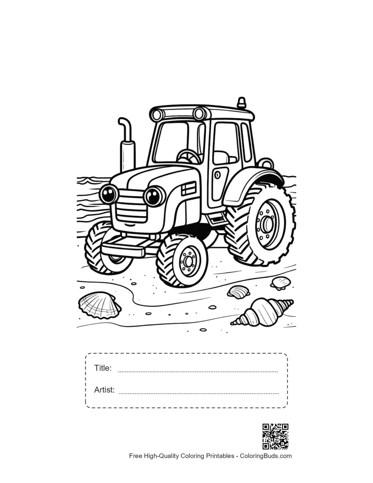 Farm tractor printable with title artist box