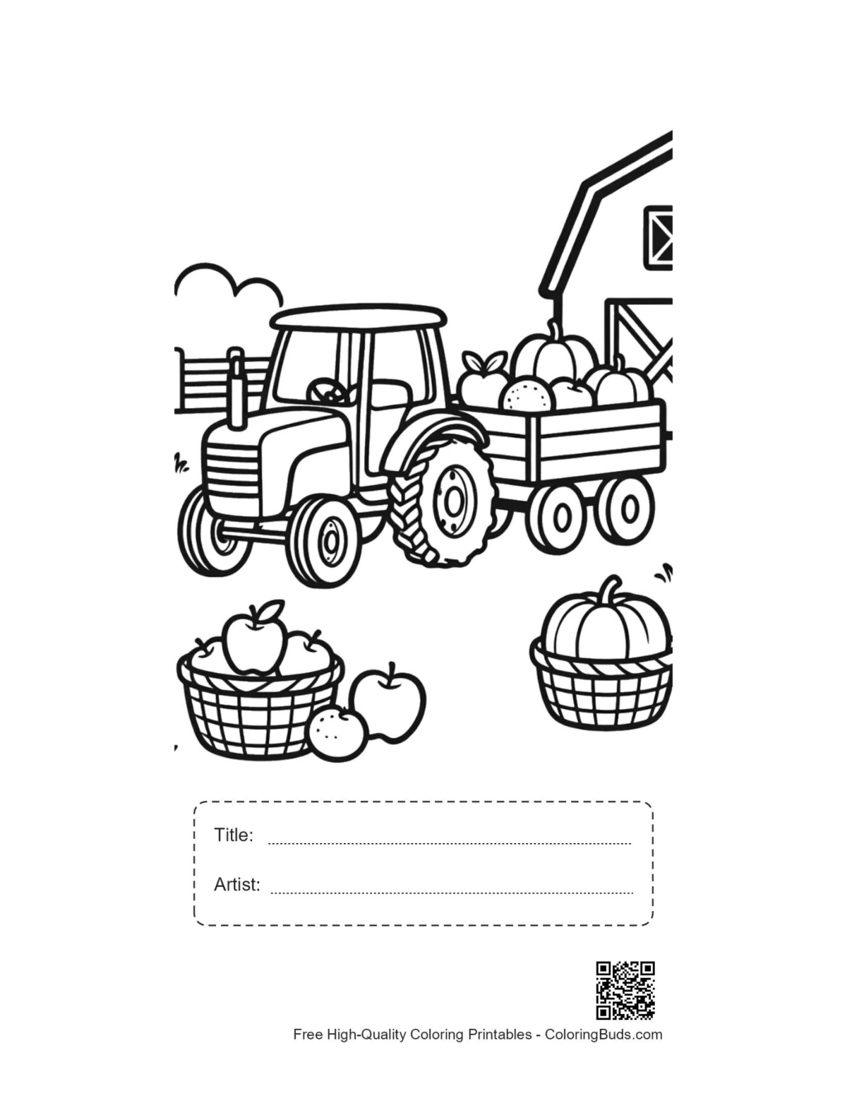 Tractor pumpkins trailer printable with title box