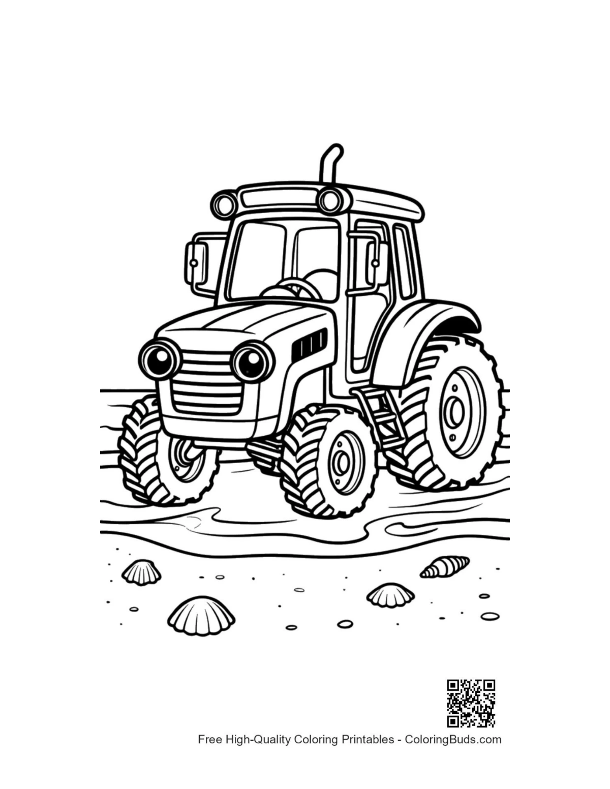 Printable vintage farm tractor coloring page for kids