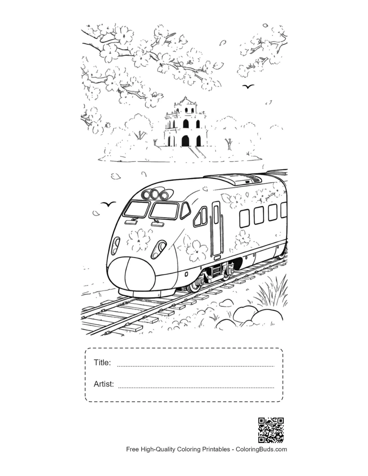 Bullet train pagoda printable with title box