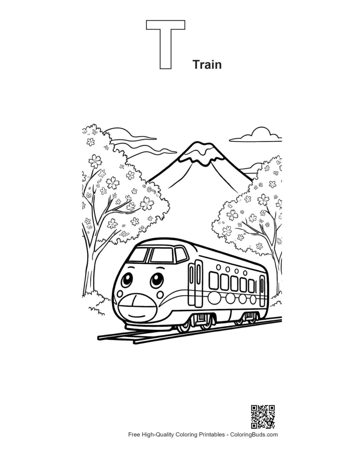 Bullet train outline with alphabet T train