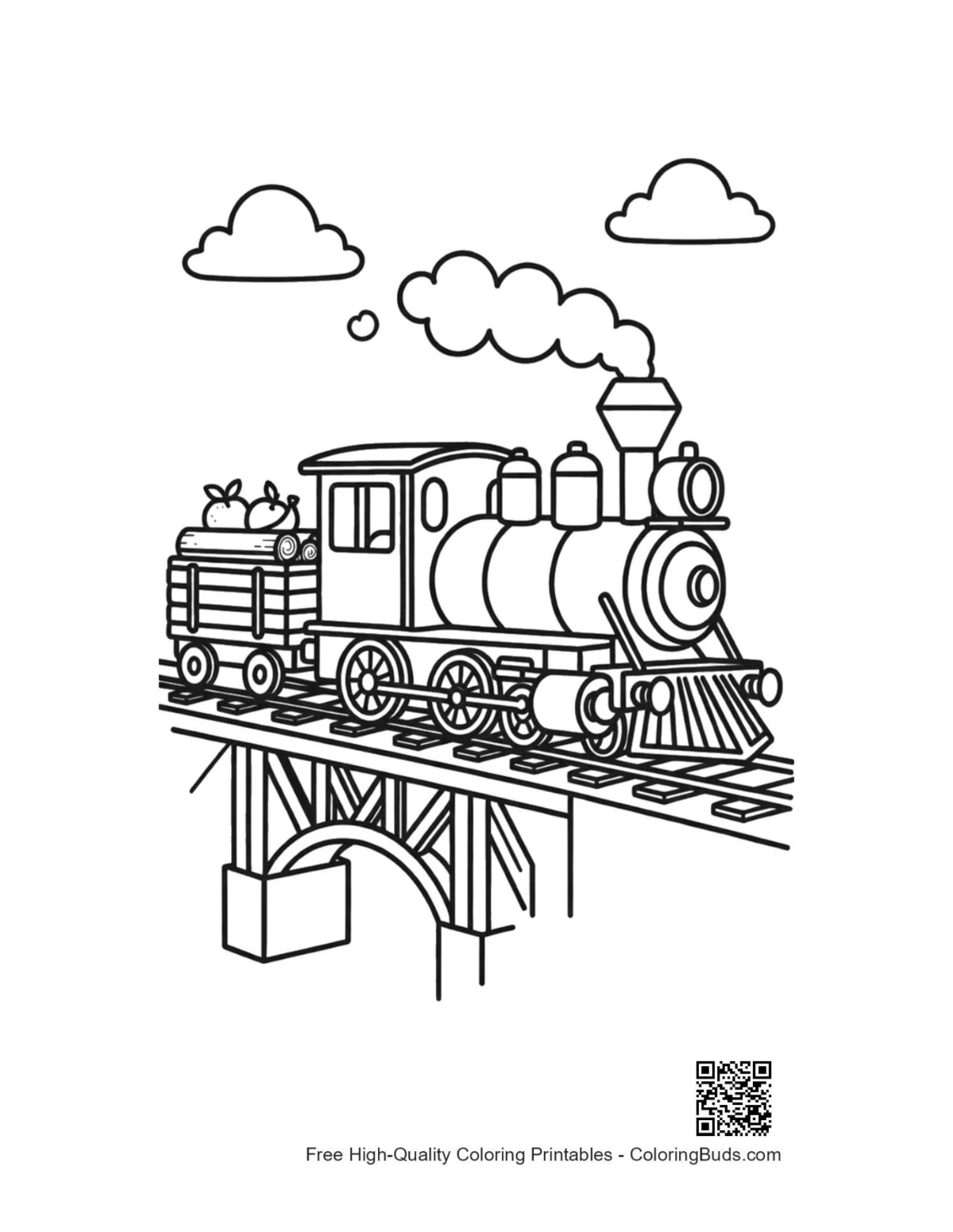 Cute steam engine coloring page printable