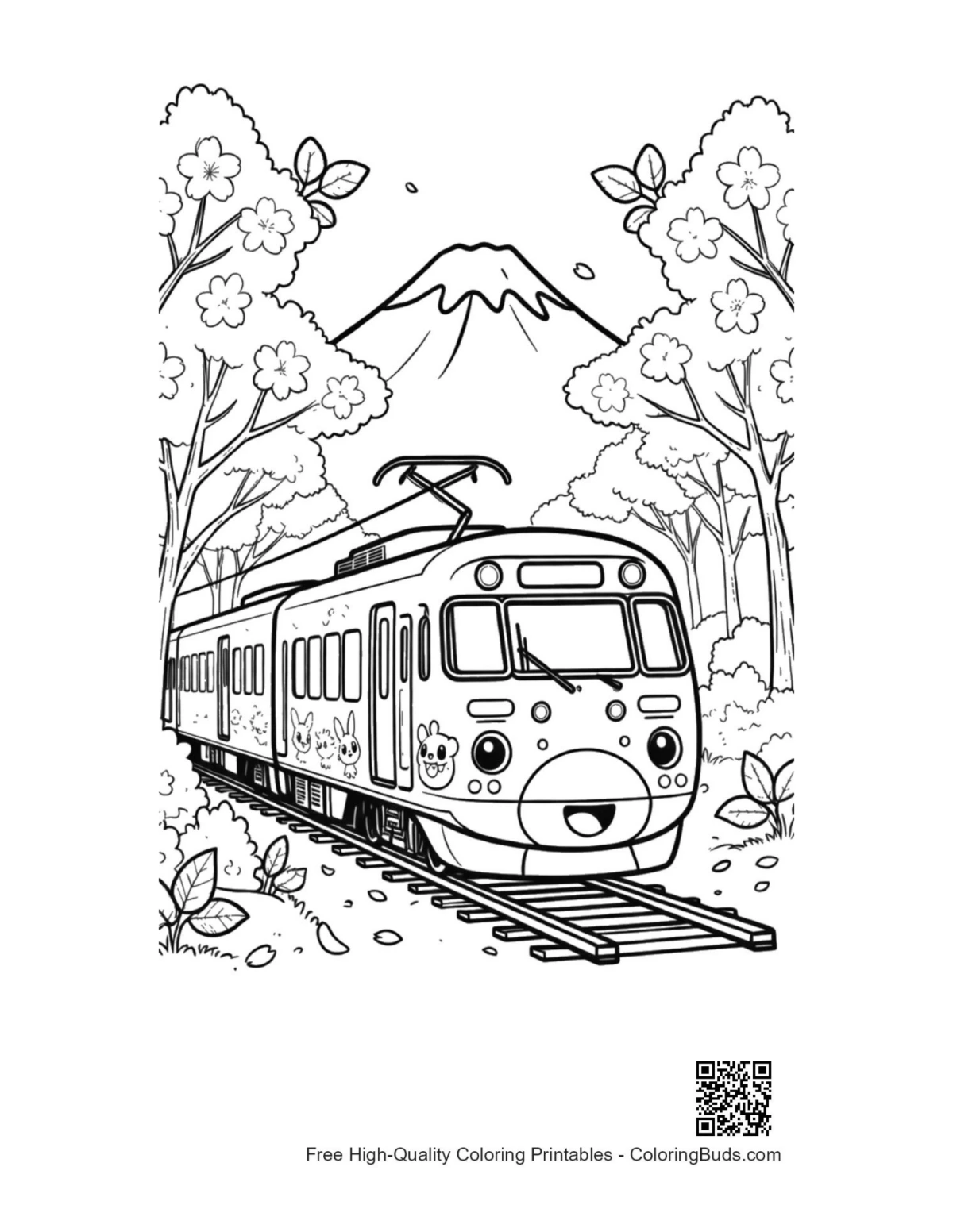 Bullet train printable coloring page free download