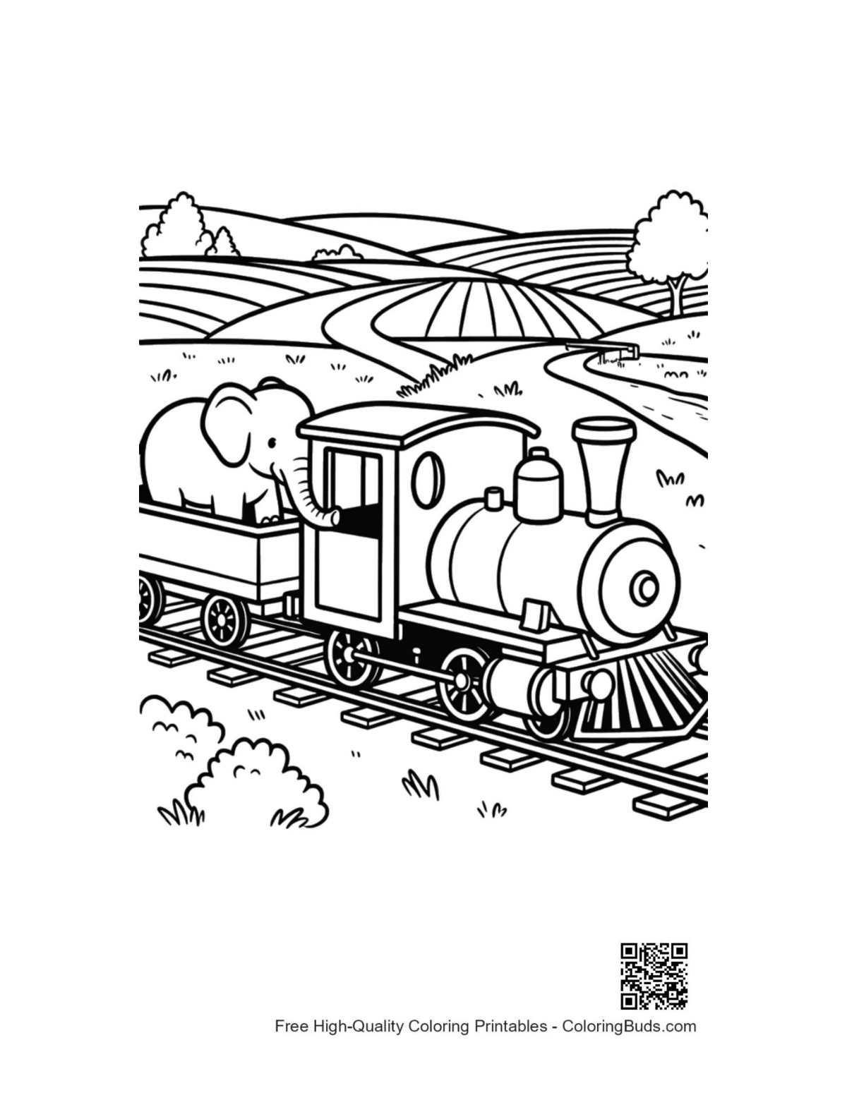 Steam engine printable coloring page free download