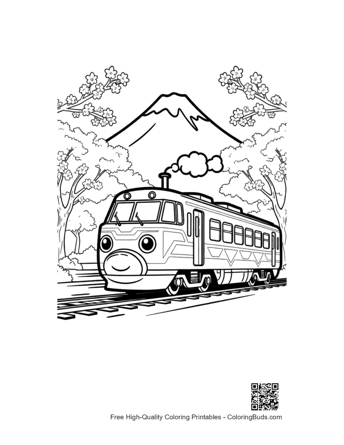 Easy bullet train coloring sheet printable