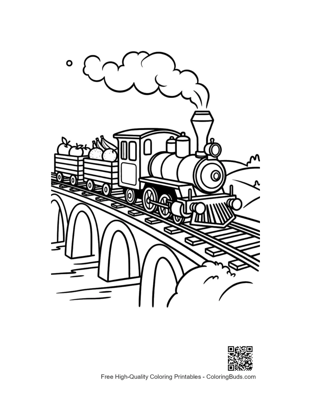 Easy steam engine coloring page printable