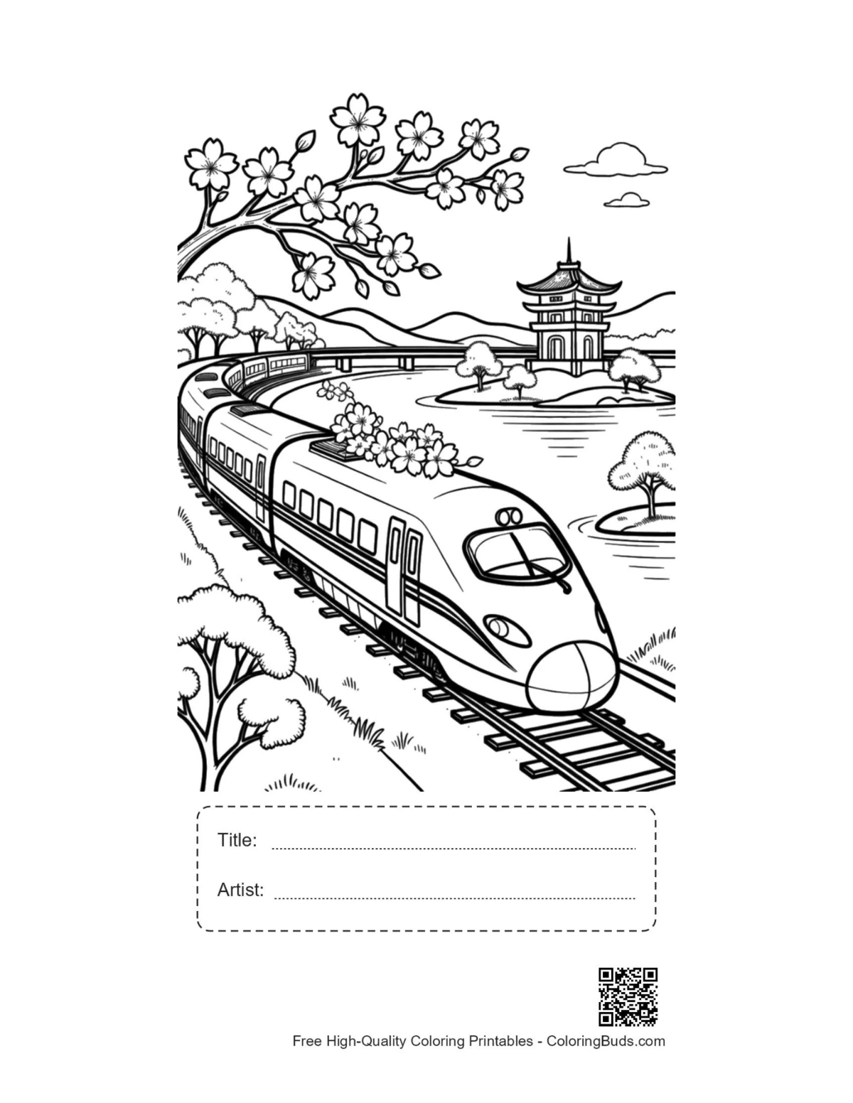 Electric bullet train printable with title artist box