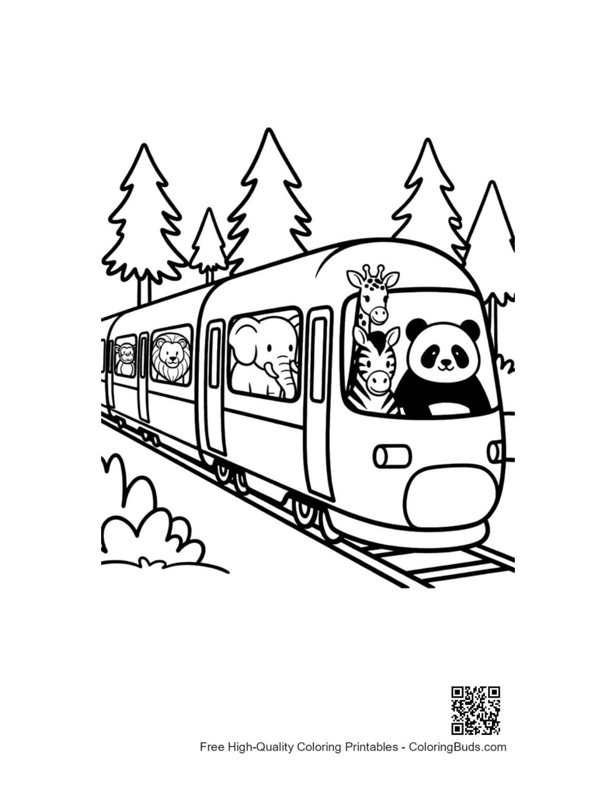 Free bullet train printable coloring page