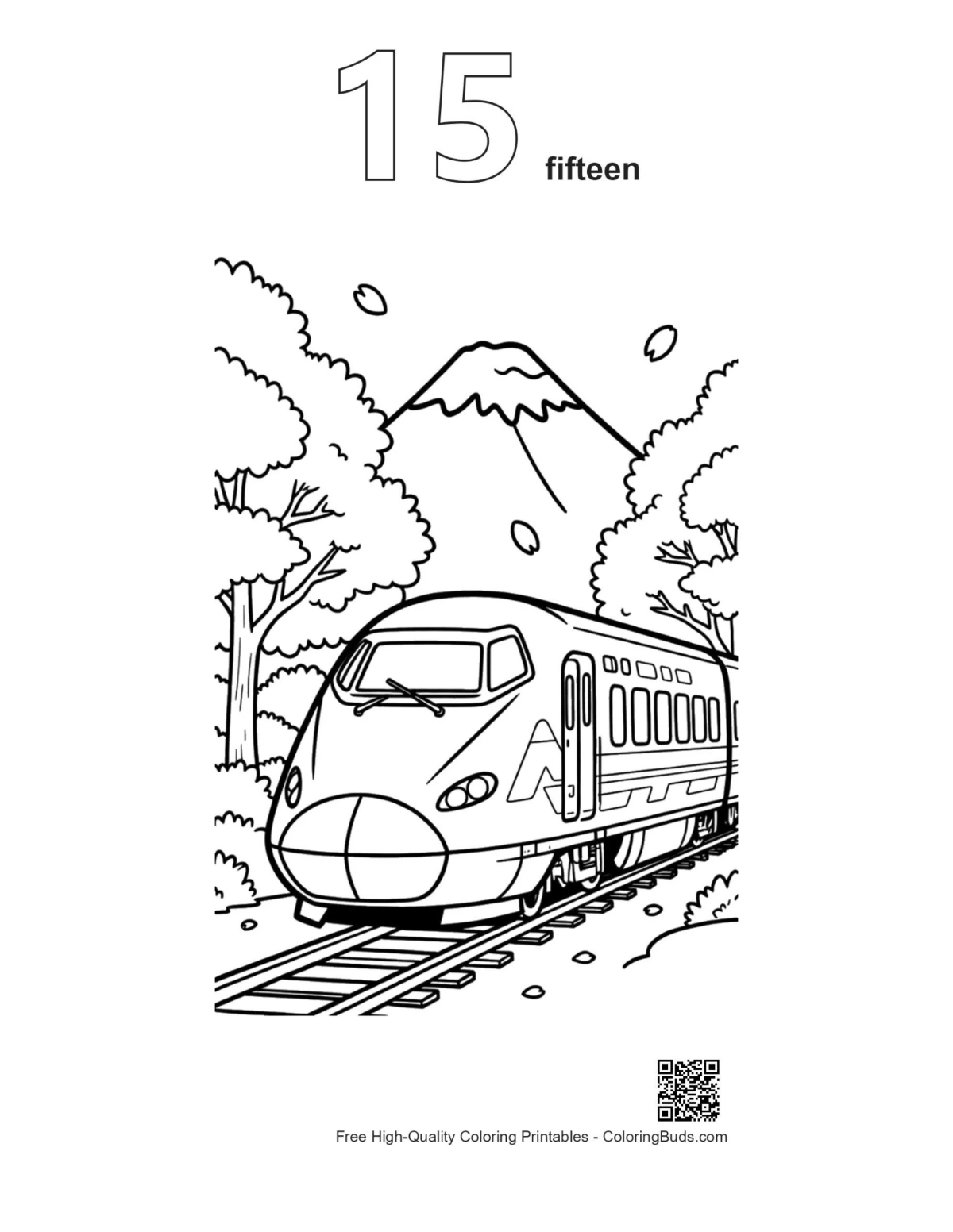 Japanese bullet train snow peak outline #15 printable