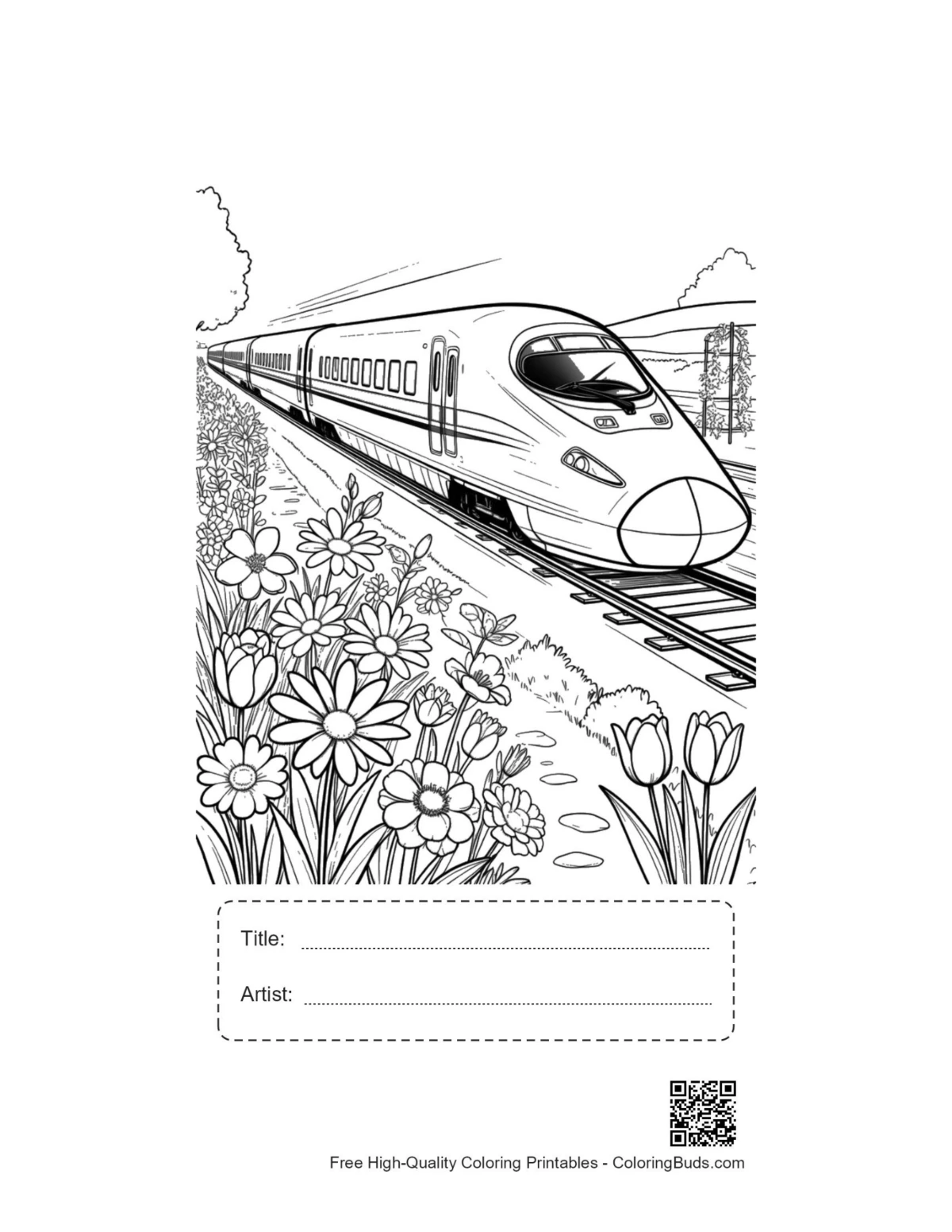 Bullet train wildflowers printable with title box