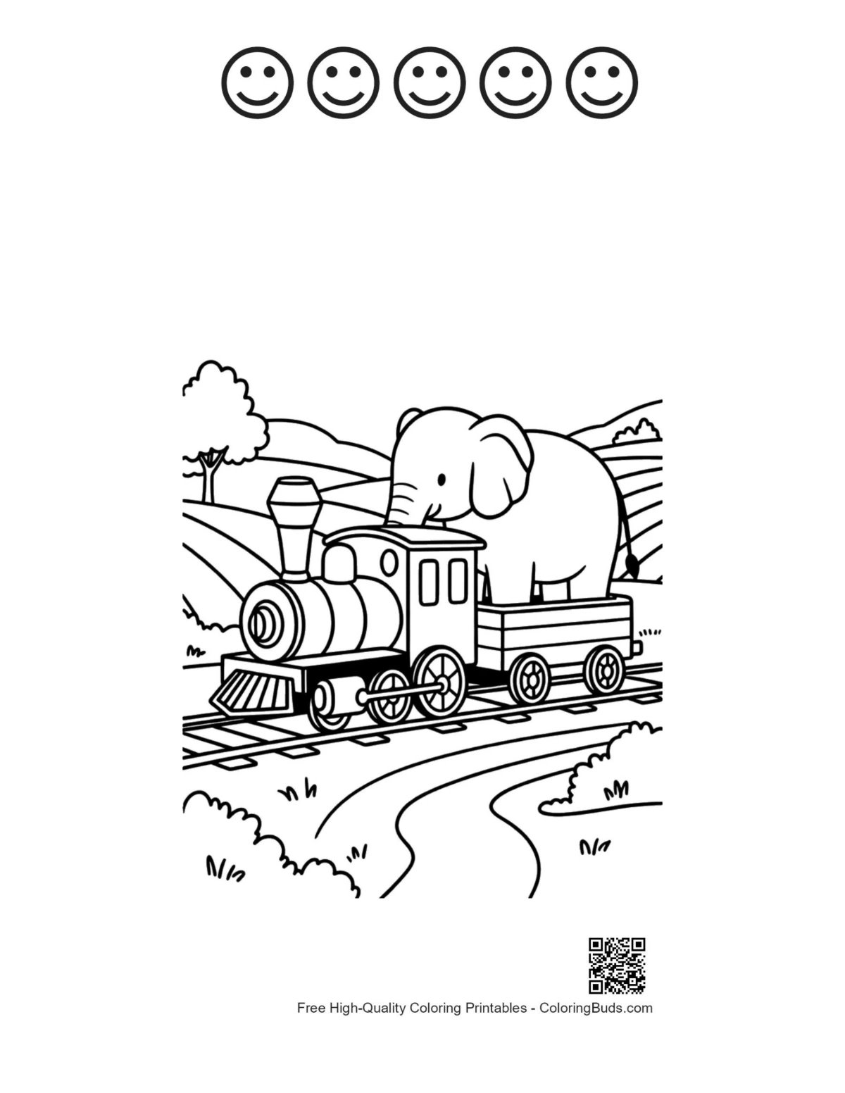 Steam engine printable with happy faces