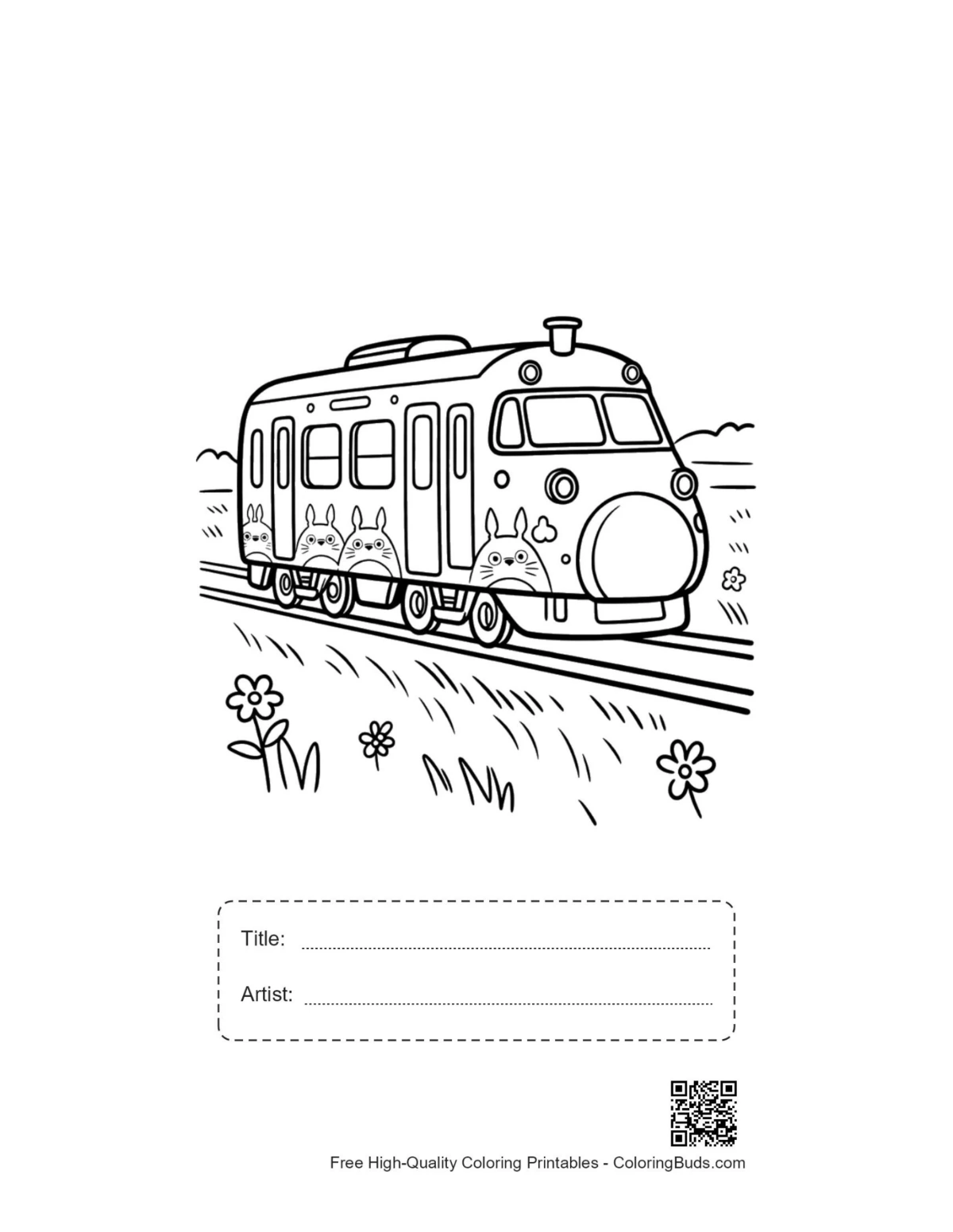 Smiling bullet train printable with title box