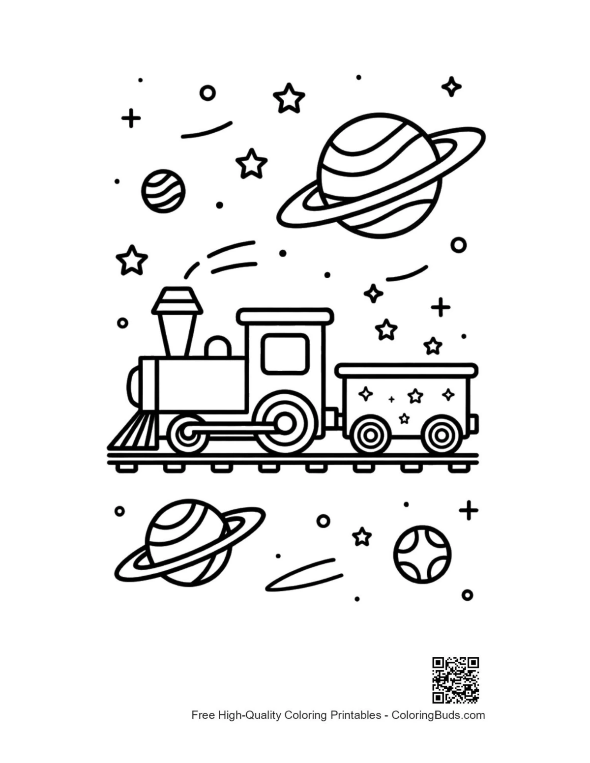Printable steam engine coloring page for kids