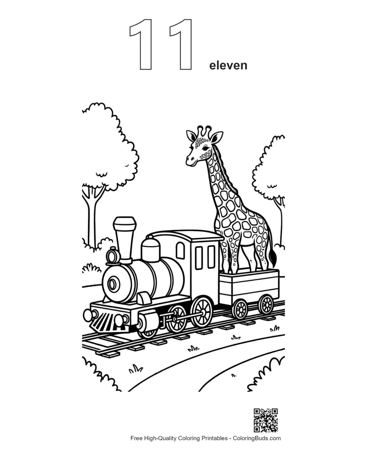 Giraffe train savanna coloring by number 11