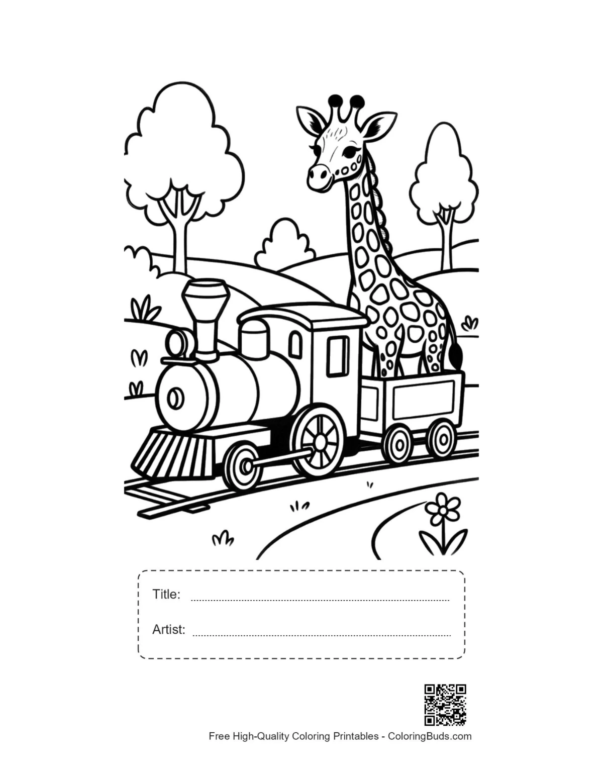 Giraffe locomotive printable with title box