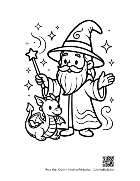 Download Free Magic Wizard Coloring Pages Printable - Enchanting Wizard ...