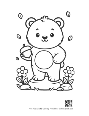 Thumbnail: Cute Bear Holding a Delicious Treat in Both Paws Printable