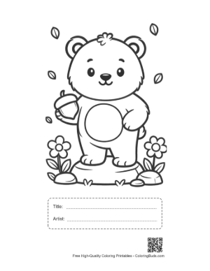 Thumbnail: Cute Bear Holding a Delicious Treat in Both Paws Printable with Title and Artist Box