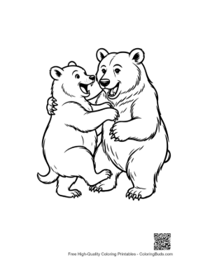 Thumbnail: Grizzly Bear and Cub Hugging Joyfully