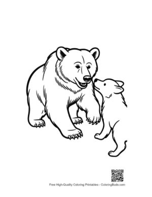 Thumbnail: Grizzly Bear and Puppy Sharing a Tender Moment