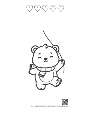 Thumbnail: Grizzly Bear for Kids Printable and 5 Heart Outline