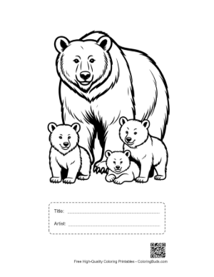 Thumbnail: Majestic Grizzly Bear with Cubs Printable with Title and Artist Box