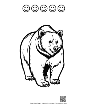 Thumbnail: Mighty Grizzly Bear Stance Printable and 5 Happy Face Outline
