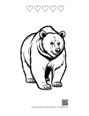 Thumbnail: Mighty Grizzly Bear Stance Printable and 5 Heart Outline