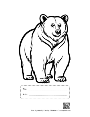 Thumbnail: Mighty Grizzly Bear Standing Tall Printable with Title and Artist Box