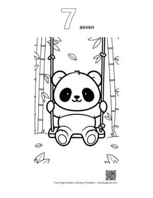 Thumbnail: Adorable Baby Panda on a Swing in Bamboo Forest Printable Outline Number 7
