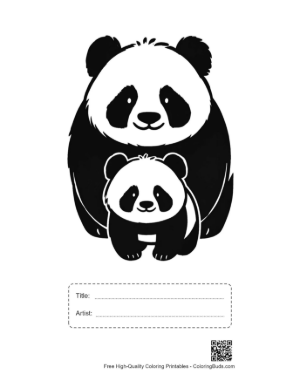 Thumbnail: Adorable Panda Mom and Baby Cuddling Printable with Title and Artist Box
