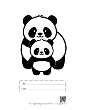 Thumbnail: Adorable Panda Mom Hugging Baby Printable with Title and Artist Box
