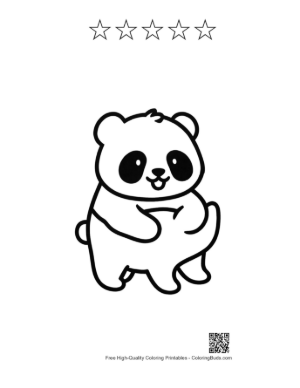 Thumbnail: Chibi Panda Hugging Belly Joyfully Printable and 5 Star Outline