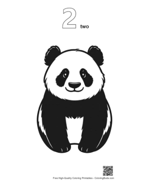 Thumbnail: Cute Black and White Panda Illustration Printable Outline Number 2