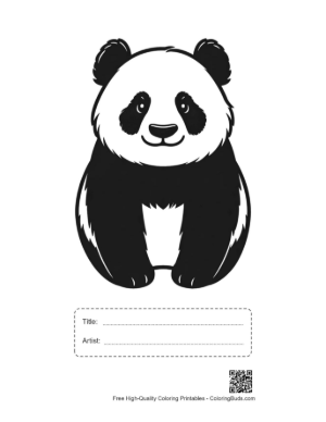 Thumbnail: Cute Black and White Panda Illustration Printable with Title and Artist Box