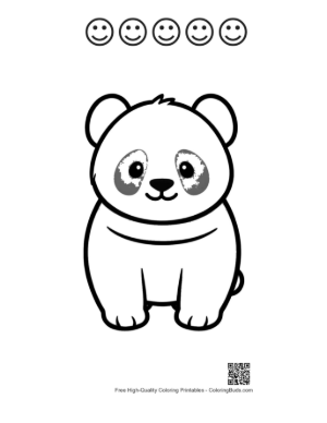 Thumbnail: Cute Cartoon Baby Panda Printable and 5 Happy Face Outline