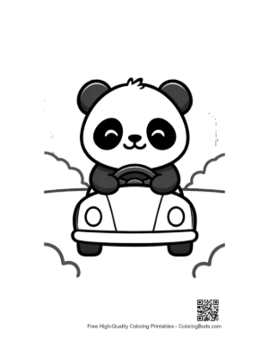 Thumbnail: Cute Panda Cub Sitting in a Toy Car Outdoors Printable