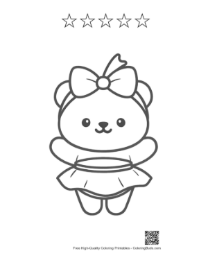 Thumbnail: Cute Panda Girl Wearing a Bow and Ballet Tutu Printable and 5 Star Outline