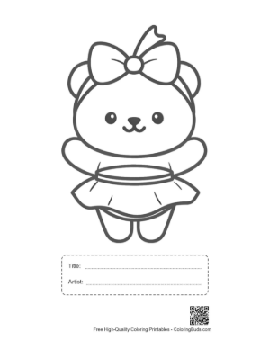 Thumbnail: Cute Panda Girl Wearing a Bow and Ballet Tutu Printable with Title and Artist Box