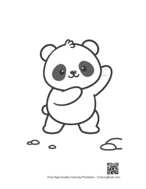 Thumbnail: Friendly Baby Panda Waving Hello in the Forest Printable