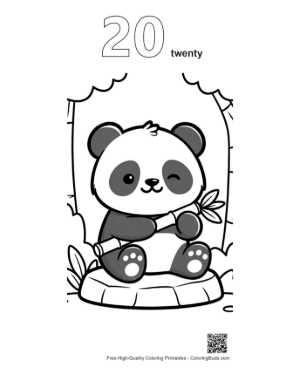 Thumbnail: Little Panda Cub Enjoying Tasty Bamboo in the Woods Printable Outline Number 20