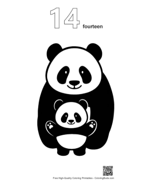 Thumbnail: Mother Panda Hugging Cute Cub Printable Outline Number 14
