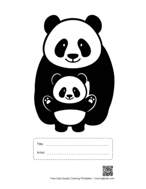 Thumbnail: Mother Panda Hugging Cute Cub Printable with Title and Artist Box