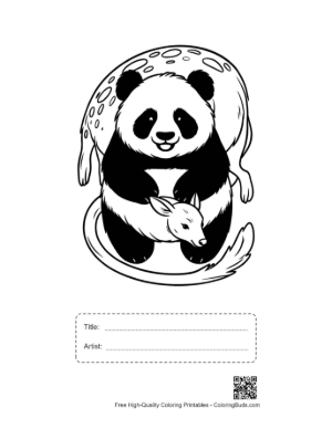 Thumbnail: Panda Embracing Baby Deer Printable with Title and Artist Box