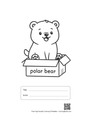 Thumbnail: Adorable Polar Bear Sitting Inside a Gift Box Illustration Printable with Title and Artist Box